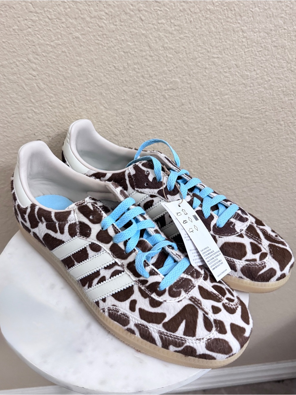 Adidas Originals Samba OG Blokette giraffe Women pony fur leather sneakers 10.5